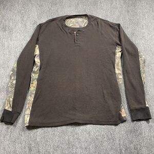 Realtree Shirt Mens Size 2XL Brown Long Sleeve Thermal Waffle Knit Hunting Camo